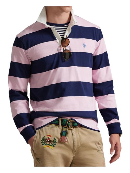 Polo Ralph LaurenPolo maniche lunghe stile rugby The Iconic Polo Ralph Lauren | 710-717116-501JERSEY CARMEL/PINK/NAVY